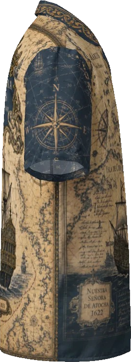 Side view showing the compass rose sleeve and chart artwork